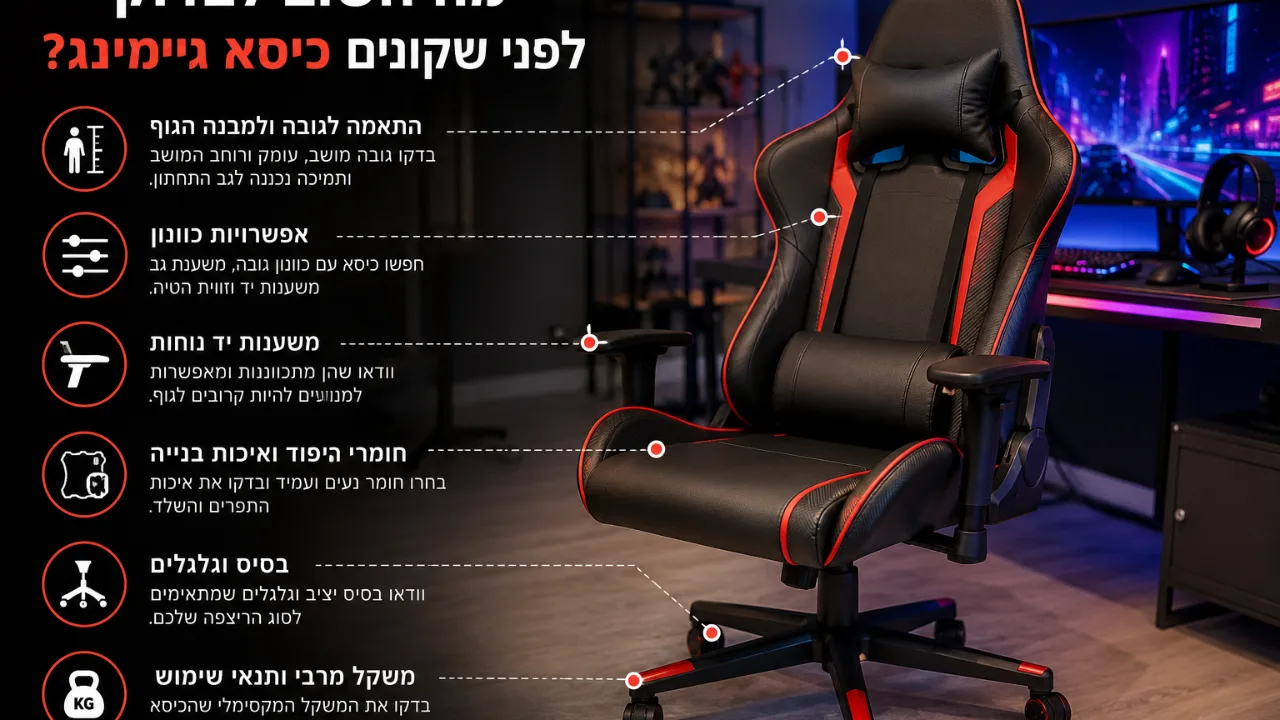 מה חשוב לבדוק לפני שקונים כיסא גיימינג